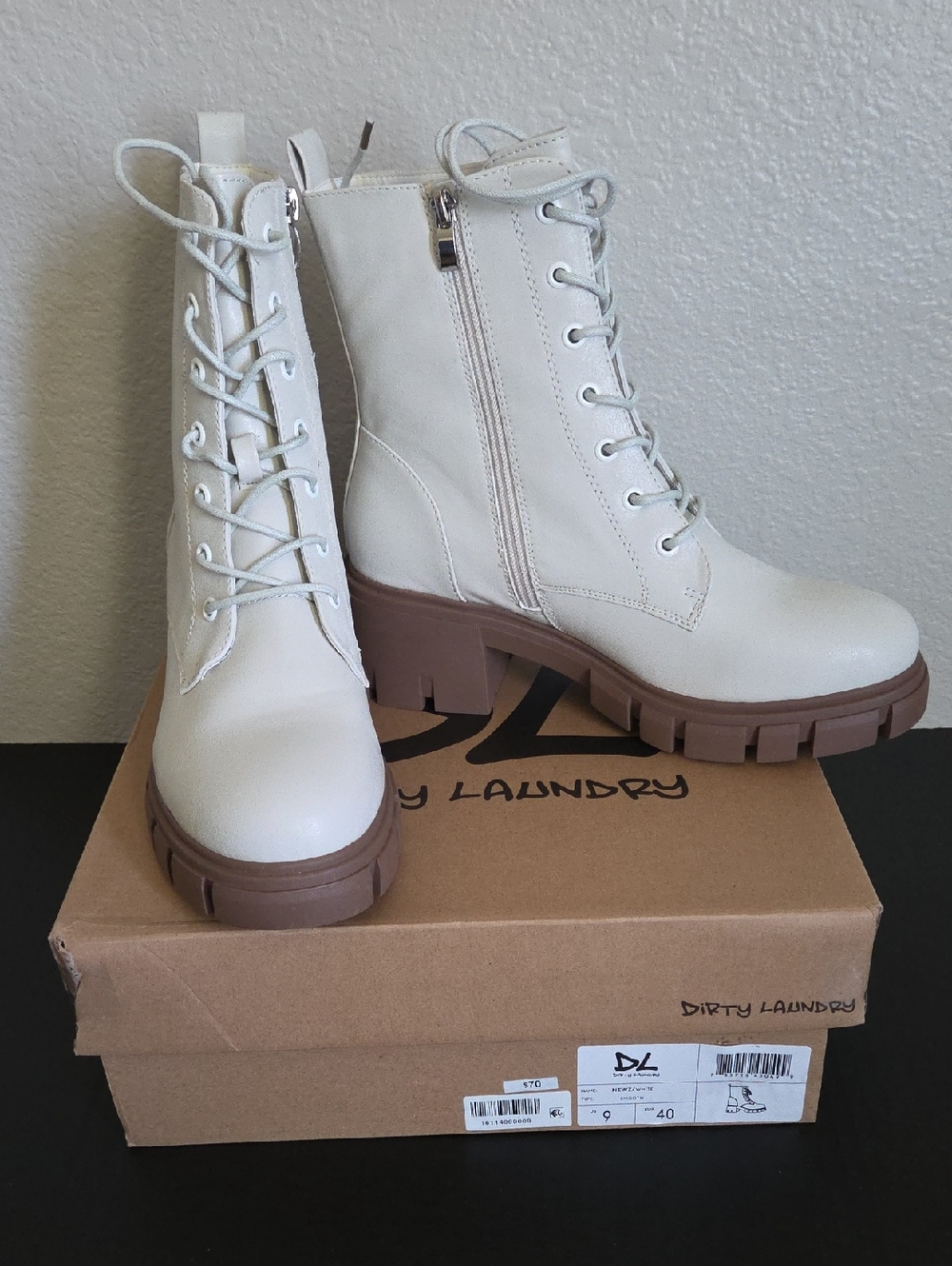 Dirty Laundry Lace-Up Combat Boots with Brown Lug Sole